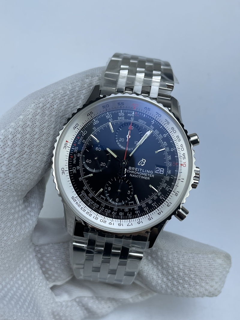 (준비완료/특급배송)NO.2488/ KOR공장 브라이틀링 네비타이머 41MM 블랙 브슬+가죽 A13324121B1A1